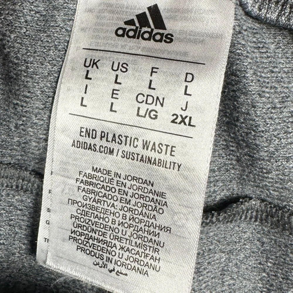 Adidas Pants Mens Large Grey Black Essentials 3-Stripes Tapered Jogger Athletic